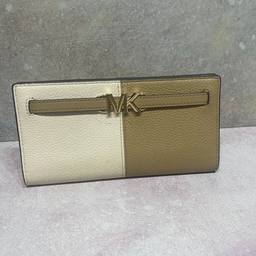 Michael Kors Reed Color Block Slim Wallet Tan/Cream Camel